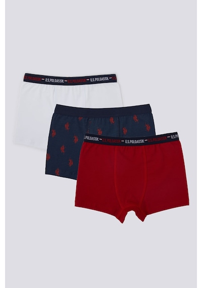 U.S. Polo Assn. U.S. Polo Assn Emblem Detail Kırmızı Erkek Çocuk 3'lü Boxer Kırmızı