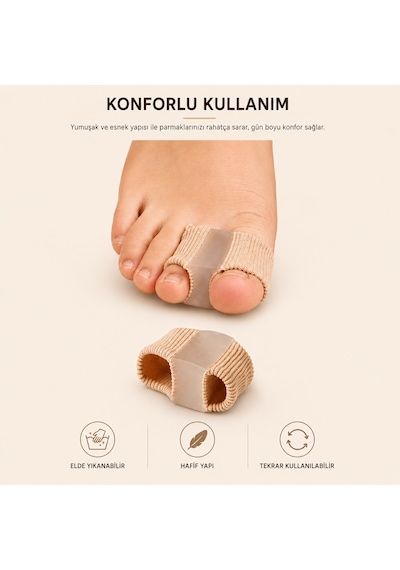 Ayak Baş Parmak Eğriliği Düzeltici Silikon Makaralı Bunyon Halluks Valgus Baş Parmak Koruyucu Silikon 2 Adet Kırmed