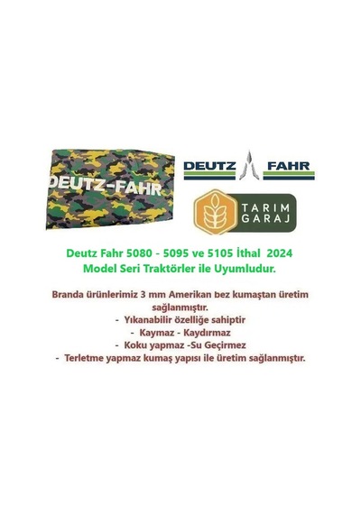 Deutz Fahr 5080-5095 Ve 5105 İthal 2024 Model Traktör Kılıfı Branda - Kaporta Kılıfı Ve Koltuk Kılıfı