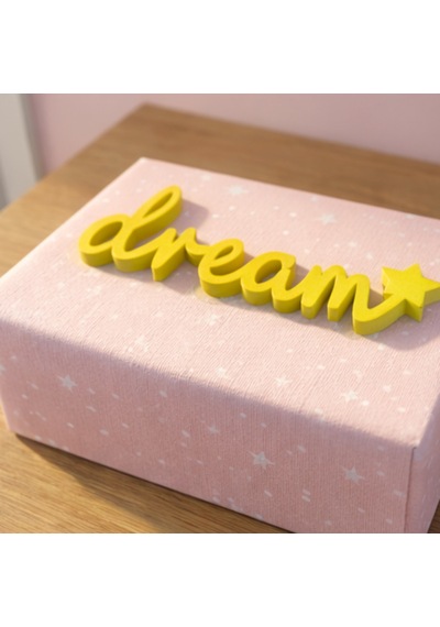 Dream Yazılı Yıldızlı Dekoratif Duvar & Raf Süsü Modern Masaüstü Dekor Sarı