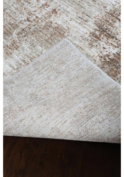 Vivanni Home Ashlynn Polyester Vintage Halı Pamuk Atkı Tabanlı Modern Dokuma Ev Halısı Bej Kiremit