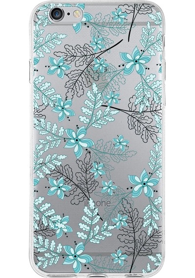 Apple Uyumlu iPhone 6s  Kapak Floral Su Yeşili Tasarımlı Şeffaf Kılıf