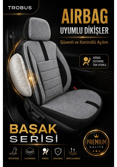 Opel Zafira 5 7 Kişi Oto Koltuk Kılıfı 2003-2011 Gri Başak Serisi Tay Tüyü Tam Set Gri