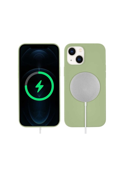 Apple Uyumlu iPhone 13 Kılıf Zore Silksafe Wireless Kapak-Pembe Açık