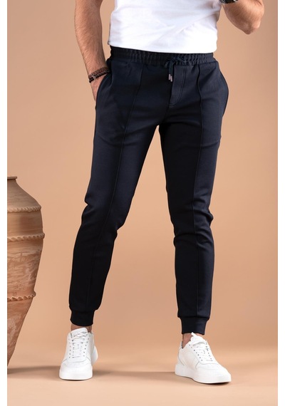 Slimfit Dar Paça Beli Lastikli İplikli Likralı Jogger Pantolon 001