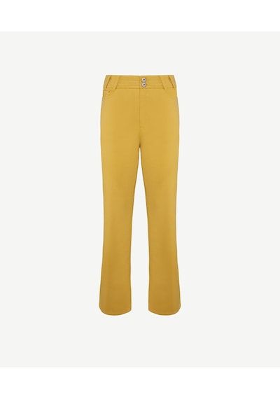 Yargıcı Kemer Detaylı Cropeed Fit Non-denim Pantolon Sarı