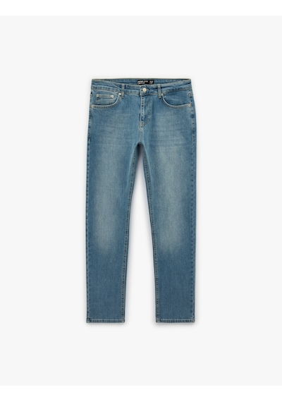 Koton Normal Bel Cepli Slim Fit Jean Pantolon - Brad Jean Açık İndigo 6sam40266nd