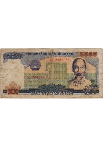 Vietnam 5000 Dong 1987 Ho Chi Minh Portreli. Temiz.