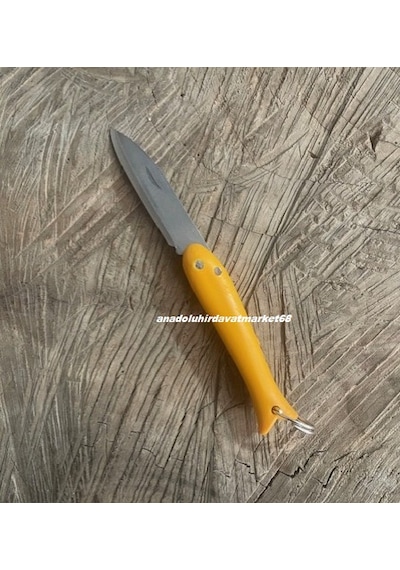 Dmr Çelik Balık Model Mini Kamp Çakı Anahtarlık Kamp Çakı Mini Cep Kamp Çakısı El Yapımı 5cm Sarı