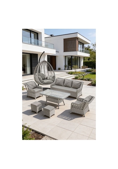 Dora Garden Home Ecem 7 Kişilik Rattan Bahçe Mobilyasi-tek Kişilik Salıncak Seti - Açık Gri Siyah Çizgili Dora Garden Home Ecem 7 Kişilik Rattan Bahçe Mobilyasi-tek Kişilik Salıncak Seti - Açık Gri Siyah Çizgili