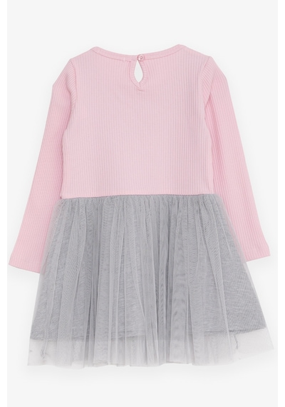 Breeze Kız Çocuk Uzun Kollu Elbise Tüllü 3-8 Yaş, Pembe