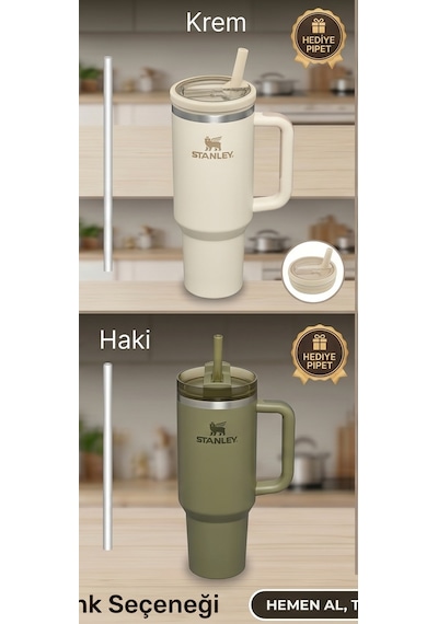 Stanley Quencher 40 Oz Uyumlu Sızdırmaz Yedek Kapak Flip Katlanabilir Pipetli Termos Kapağı - Gri