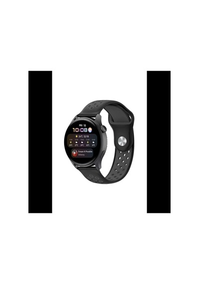 Watch 20mm Spor Delikli Kordon - Siyah-füme Bz8683140521820