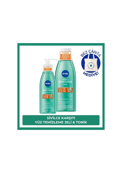 Nivea Derma Skin Clear Sivilce Karşıtı Yüz Temizleme Jeli 150 ML + Tonik 200 ML﻿﻿