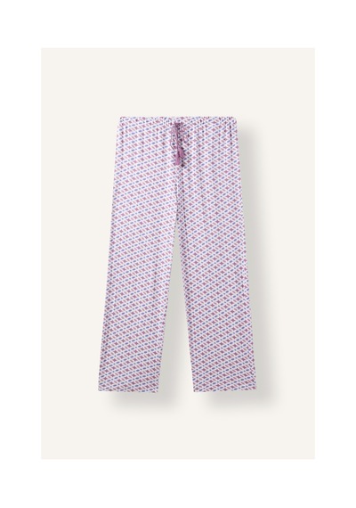 Defacto Relaxed Fit Uzun Kollu Düğmeli Desenli Pijama Takımı H9099ax26aupr461 Mor-pr461