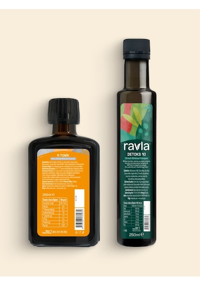 2'li Ürün - Ravla R Tonik Elma Sirkeli Bitkisel İçecek - 250ml / Ravla Detoks-10 Sirkeli Bitkisel İçecek - 250ml