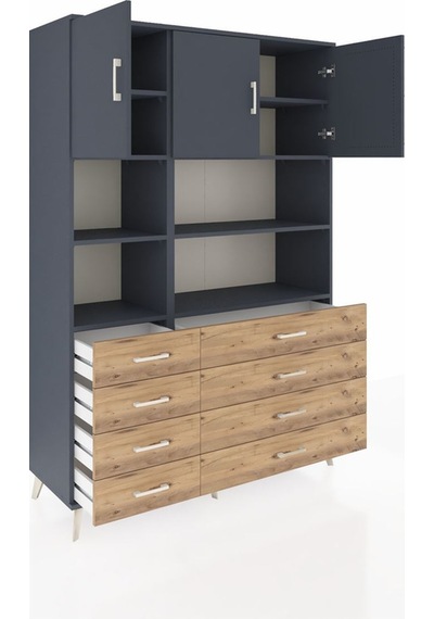 Hyperion Dolap 8 Raflı 8 Çekmeceli 3 Kapaklı 132x44x195 Antrasit-antrasit/çam Antrasıt/atlas Çam - Antrasıt Hyperion Dolap 8 Raflı 8 Çekmeceli 3 Kapaklı 132x44x195 Antrasit-antrasit/çam Antrasıt/atlas Çam - Antrasıt