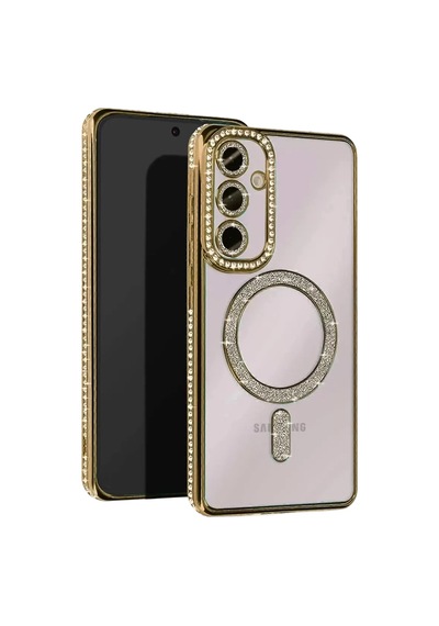 Znv Zenvia Mey İthalat Samsung Galaxy Uyumlu S25 Fe Joke Simli Magneticsafe Kılıf - Gold Znv2025 Cmn Diğer