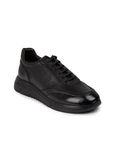 Deery Hakiki Deri Siyah Erkek Sneaker Ayakkabı - 01962Msyhe01 Siyah