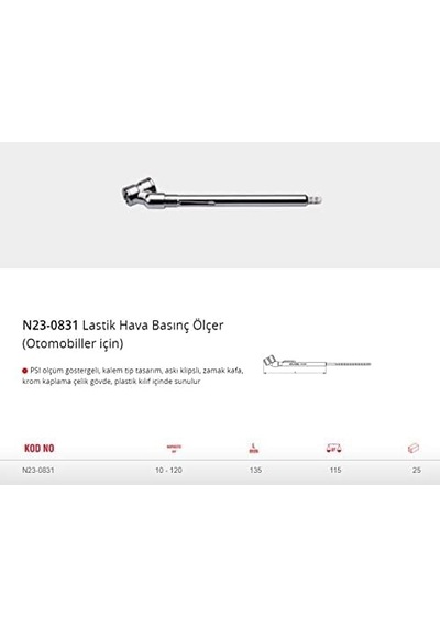 Lt7/800 N23-0831 Lastik Hava Basınç Ölçer, Otomobil İçin