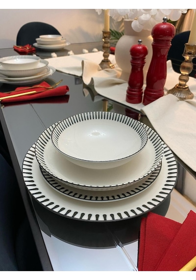 Atina Porselen Yemek Takımı 24 Parça 6 Kişilik Beyaz
