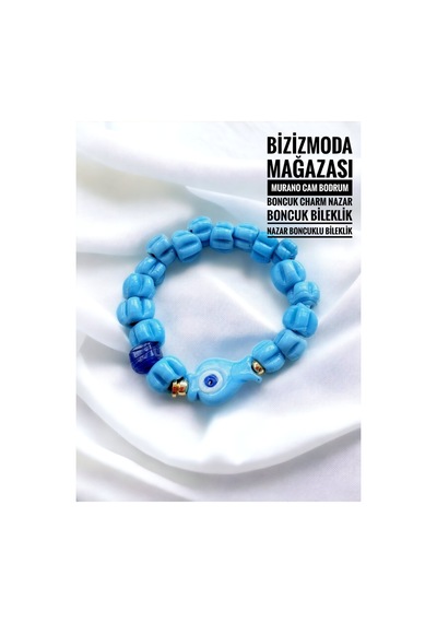 Murano Cam Bodrum Boncuk Charm Nazar Boncuk Bileklik Nazar Boncuklu Bileklik Mavi 47548084