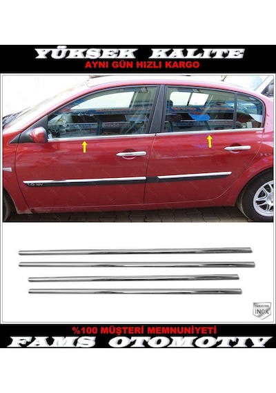 Renault Megane 2 Krom Cam Çıtası 2002-2009 Arası P. Çelik  Sedan