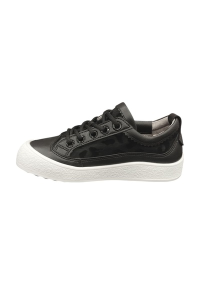 Kadın Sneaker Spor Ayakkabı Desenli Günlük Rahat Poli Taban 2 Cm Topuk Flet 35z Siyah
