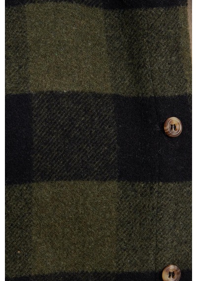 Tudors Erkek Slim Fit Dar Kesim Kareli Kışlık Oduncu Gömlek-42354 Haki