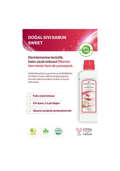 Doğal Sıvı Sabun Sweet Çiçek Kokulu Konsantre El Sabunu 750 Ml