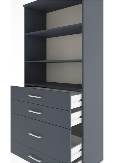 Hyperion Dolap 3 Raflı 4 Çekmeceli 88x44x195 Antrasit-antrasit Antrasit