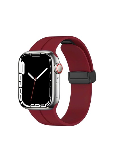 Apple Watch 44/45/49mm Uyumlu Magnetic Sport Silikon Kordon, Mürdüm