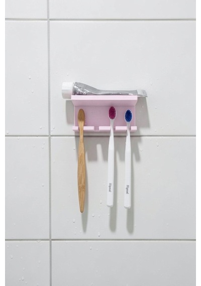 Pembe Yapışkanlı Çok Amaçlı Diş Fırçası Jilet Jiletlik Asacağı Askılığı Askılık Diş Fırçalık Banyo Organizer