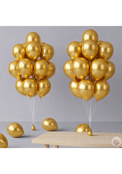 Metalik Altın Balon 20 Adet 11" 28cm Parti Ve Doğum Günü Balonu Metalik Altın
