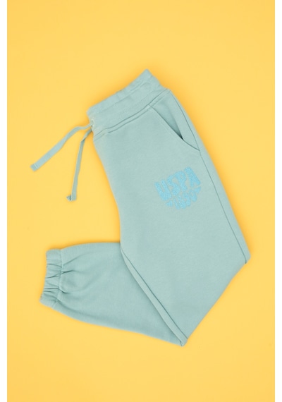 U.S. Polo Assn. Kız Çocuk Mint Simli Baskı Detaylı Jogger Eşofman Altı 50316849-VR090 U.S. Polo Assn. Kız Çocuk Mint Simli Baskı Detaylı Jogger Eşofman Altı 50316849-VR090