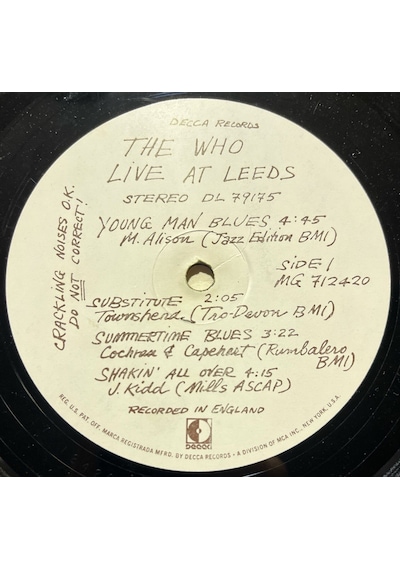 The Who Live At Leeds Lp Plak
