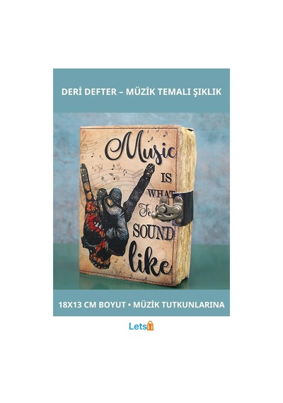 Deri Müzik Temalı Defter 18x13 Cm Çok Renkli