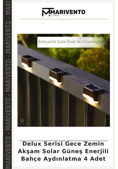 Delux Serisi Gece Zemin Akşam Solar Güneş Enerjili Bahçe Aydınlatma 4 Adet
