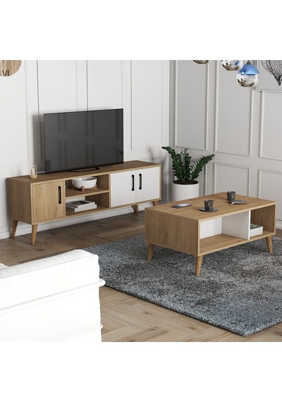 Set 1584-2074 Exxen Tv Ünitesi + Exxen Orta Sehpa - Sepet-beyaz Rengi