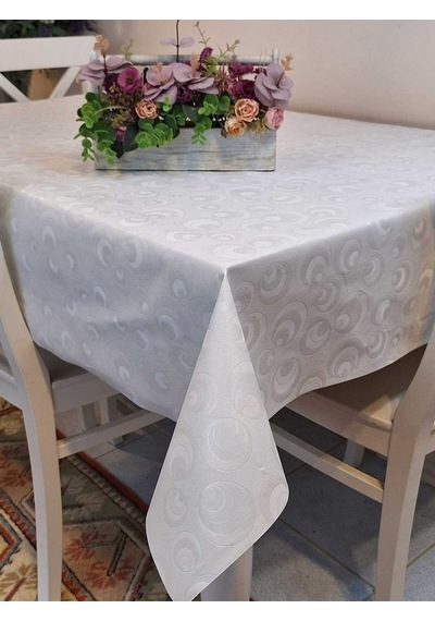 Elyaflı Pvc Muşamba - Desenli Silinebilir Masa Örtüsü Mrl52251 Beyaz