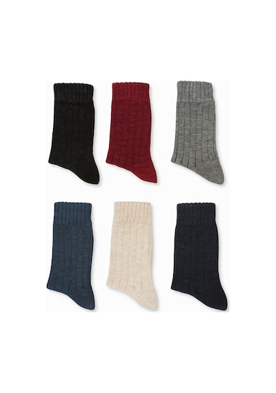 Socks 6 Çift Yünlü Kadın Norveç Doğal Yumuşak Kalın Termal Kışlık Fitilli Derbi Soket Çorap Çok Renkli