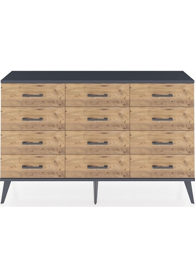 Arges Konsol 12 Çekmeceli 132x30x83 Çam-antrasit/çam Antrasit/çam Arges Konsol 12 Çekmeceli 132x30x83 Çam-antrasit/çam Antrasit/çam