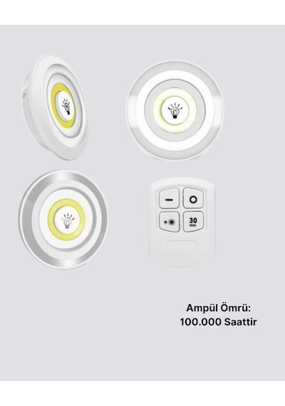 Zenvia Kablosuz Gün Işığı 3 Lü Led Spot Lamba Kumandalı Znv2026 Çok Renkli
