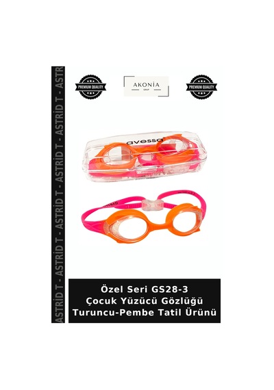 Özel Seri Gs28-3 Çocuk Yüzücü Gözlüğü Turuncu-pembe Tatil Ürünü Çok Renkli