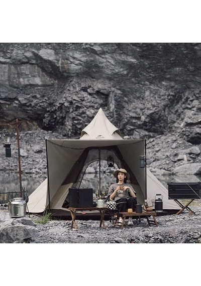 Naturehike Moğol Glamping 4 Kişilik Piramid Çadır Açık Bej
