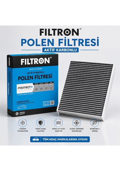 Filtron Fiat Egea 1.4 Fire 95 Hp 2015-2022 Uyumlu Aktif Karbonlu Polen Filtresi