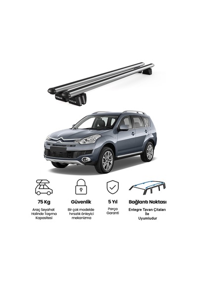 Pençe Citroen C-crosser Ara Atkı 2007-2013 Uyumlu Gri Ara Atkı Port Bagaj Tavan Barı