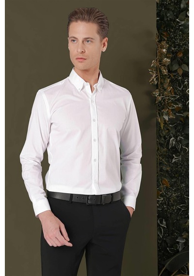 Efor Gk 706 Slim Fit Beyaz Klasik Gömlek Beyaz