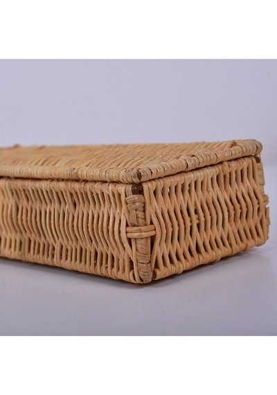 Laura 26x10x5 Cm. Rattan Kapaklı Saklama Kutusu & Dekoratif Obje Bej