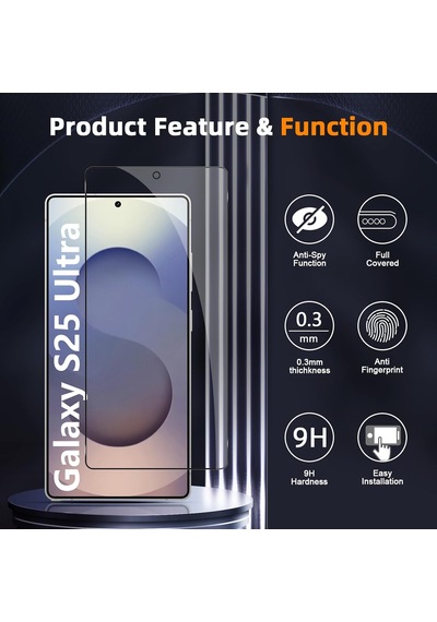 Samsung Galaxy S25 Ultra Uyumlu Hayalet Ekran Koruyucu Cam Parlak Rika